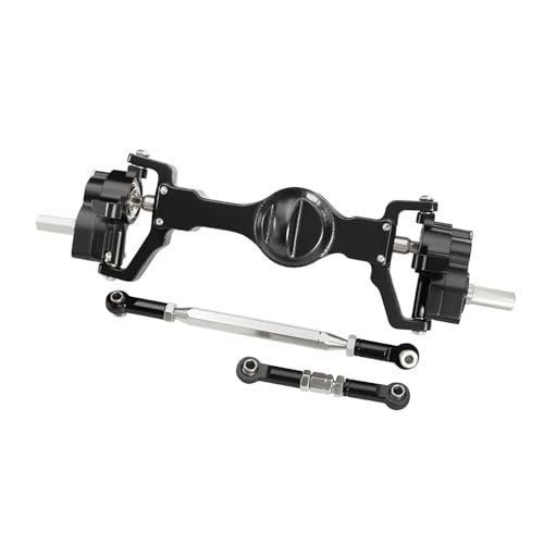 CNC Aluminum Front and Rear Portal Axle Assembly with Steel Gears for WPL C74 C14 C24 B14 B24 B16 B36 C64 1/10 1/16 RC Crawler Truck Upgrades Parts (Black Front) - color: Black Front
