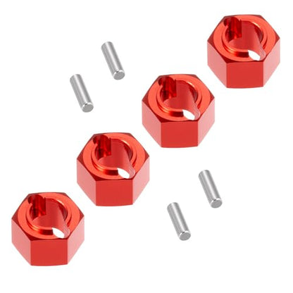 1Set/4PCS RC Aluminum Wheel Hex 7mm Hub Adapters for LOSI Mini-T 2.0 1/18th RC Off-Road Car Truck Upgrades Parts (Red) - color: Red