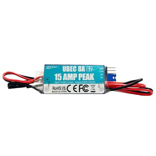 ZTW UBEC 8A G2 External BEC 2-8S LiPo (7-34V) 15A Peak Adjustable Output 5.0V/6.0V/7.4V/8.4V for RC Airplane Helicopter FPV Car Boat