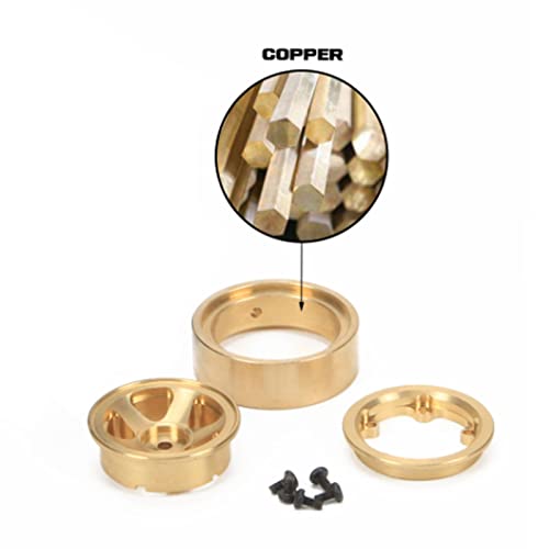 4Pcs 1.3 Inch Beadlock Wheel Rims for FCX24 1/18 1/24 Scale Crawler Car, Aluminum Alloy Brass Weighted Wheel Hub, Easy to Install and Disassemble, Metal Beadlock Wheels Rims
