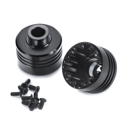 2PCS Aluminum Alloy Axle Diff Gear Case Center Differential Shell | Black Anodizing Diff Housing Cup Compatible with Axial RBX10 AXI03005 1/10 RC Crawler Car Upgrade Parts
