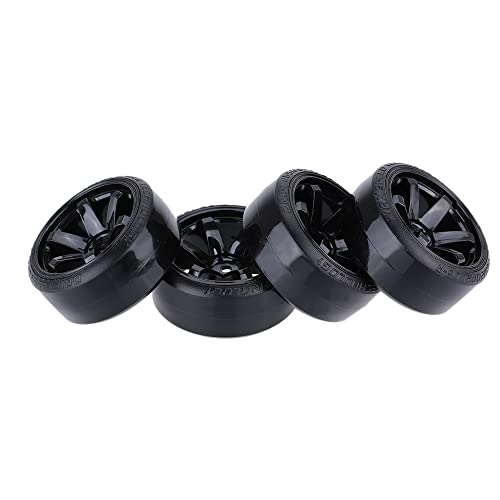 GoolRC 4PCS/Set 1/10 Drift Car Tires Hard Tyre Replacement for Traxxas HSP Tamiya HPI Kyosho On-Road Drifting Car (Black) - color: Black
