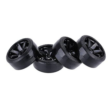 GoolRC 4PCS/Set 1/10 Drift Car Tires Hard Tyre Replacement for Traxxas HSP Tamiya HPI Kyosho On-Road Drifting Car (Black) - color: Black