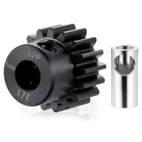 Steel 32P 5mm Pinion Gear 17T Motor Gears for RC Car Upgrade Parts | 1/5 1/6 1/8 1/10 1/14 1/16 1/18 Buggy Monster Truck Drift Off-Road Crawler - size: 17T