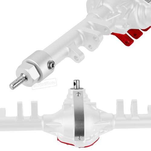 RC Alloy Front Rear Portal Axle Upgrades Part for 1/10 RC Crawler SCX10 90046 90047,Aluminium Front Rear Complete Portal Housing,Silver w/ Red - color: Silver W/Red