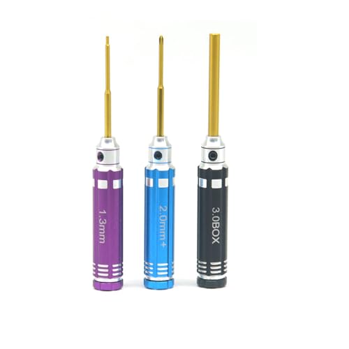 RC Aluminum Tool Set for AXIAL 1/30 SCX30 RC Crawler Car, Hex 1.3mm, PH 2.0mm, Mini Box Nut, Gold Titanium Coated Tips (RC Aluminum Tool Set) - color: Rc Aluminum Tool Set