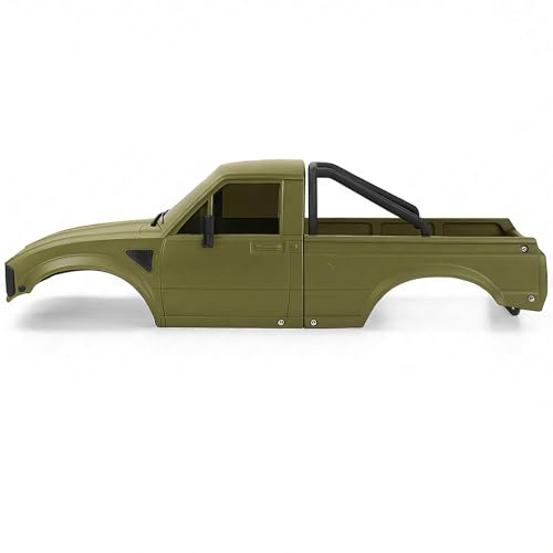 SCX24 Body, 1/24 Pickup Hard Body Shell with Bed Rack, RC Truck Body for Axial SCX24 C10 Bronco Wrangler Base Camp 4Runner, Scale RC Crawler Accessories (Yellow) - color: Yellow