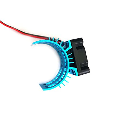 DEVMO Alloy Heat Sink Heatsink with 5V Cooling Fan for 1/10 Car 540 550 3650 Size Brushless Engine Motor Remote Control Car Truck Buggy Crawler Blue