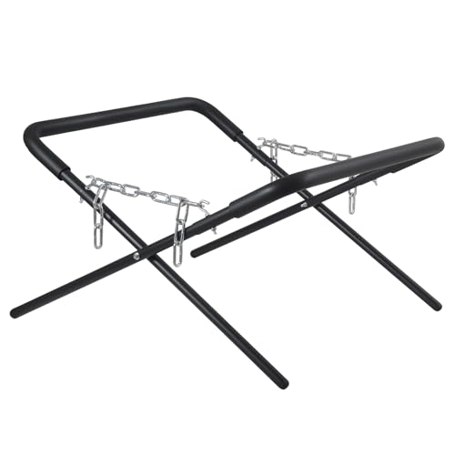 Folding Work Stand (1-Pack), 500-Pound Adjustable Folding Stand for Automotive Repair, Woodworking & Surfboards, Black