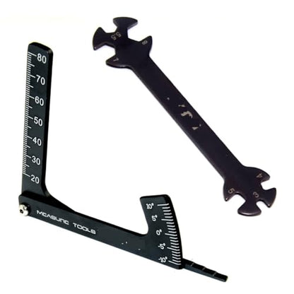 6in1 Wrench Tool 3/4/5/5.5/7/8mm + Camber Gauge Adjustable Ruler for Turnbuckles with Nuts Multifunctional Rc Car Toys Tools(C Black) - color: C Black
