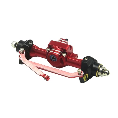 Aluminum Front/Rear Axle with Brass Kunckles/Steering Link/Gear/Bearing/CVD Whole Set for SCX30 Cars Upgrade Parts BK: Black R: Red (Red) - color: Red