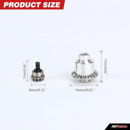RCAWD Full-Metal Differential Assembly with Drive Gear for 1/18 1/24 Scx24 FMS Fcx18 Fcx24 Rc Crawler Car Upgrade Parts Silver - color: Silver