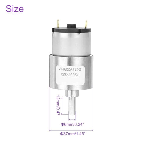 DMiotech Micro DC 12V 20RPM Geared Motor with Bracket Gear Reduction Motors 37mm Diameter Gearbox Micro Speed Reduction for RC Car, Robot Model, DIY Toys - style: 20RPM