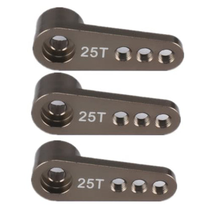 Aluminum 25T Steering Servo Horn Arm,RC Steering Servo Arm Horn for RC 1:8 1:10 Model Car/Boat Futaba HSP HPI Wltoys Himoto Redcat Axial 3 pcs/Set (Titanium) - color: Titanium