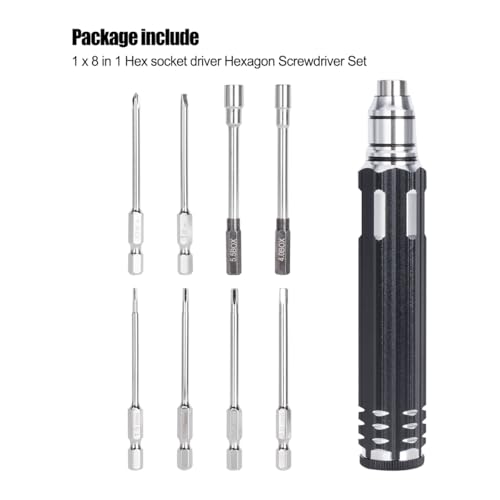 10pcs RC Model Repair Tools Kit with 1.5/2.0/2.5/3.0/4.0/5.5mm Hex Screwdrivers Wrench Phillips & Slotted Screwdriver, Metal Tray for RC Cars Helicopter Drone Boat (10pcs Kit) - color: 10pcs Kit