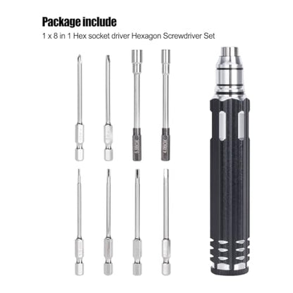 10pcs RC Model Repair Tools Kit with 1.5/2.0/2.5/3.0/4.0/5.5mm Hex Screwdrivers Wrench Phillips & Slotted Screwdriver, Metal Tray for RC Cars Helicopter Drone Boat (10pcs Kit) - color: 10pcs Kit
