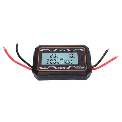 Focket Power Analyzer, 100A Battery Monitor Meter with Blue Backlit LCD Display, Digital Watt Meter for RC Solar Electric Vehicles Battery Consumption Testing