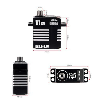 Micro 11KG 0.06S Digital Coreless HV Programmable Servo, 8.4V, 180/270/360 Degree, Metal Gear, for RC Cars (360 Degree) - style: 360 Degree