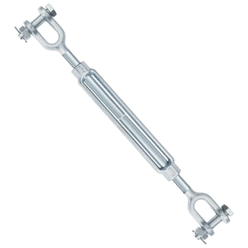 3/4" Jaw Jaw Turnbuckle Galvanized Jaw and Jaw Turnbuckle, Jaw Jaw Closed Body Marine Turnbuckle Jaw, 8000lbs Working Load Limit, Durable for Wire Rope Cable (3/4" x 9") - style: Jaw & Jaw-3/4 x 9