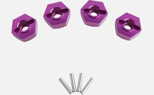 4pcs 12mm Aluminum Wheel Hex Nut Hub Adapter for HSP 102042 02100 Himoto 4WD 1/10 RC Car (Purple) - color: Purple