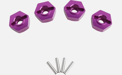 4pcs 12mm Aluminum Wheel Hex Nut Hub Adapter for HSP 102042 02100 Himoto 4WD 1/10 RC Car (Purple) - color: Purple