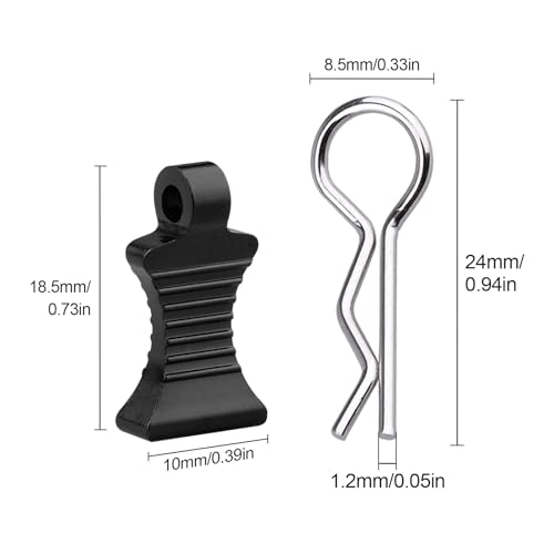 4-Pack Universal RC Body Clips with Tabs, Metal Handled Clips for 1/12 1/10 1/8 RC Cars and Trucks, Heavy Duty Body Mounting Clips Shell Replacement (Black) - color: Black