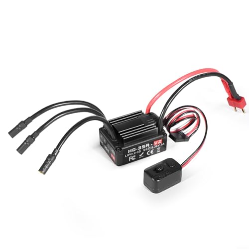 HG35A 35A Waterproof Brushless ESC for 1:18 Scale RC Cars, Buggies, Trucks - Compatible with 2-3S LiPo/NiMH Batteries, Sensorless Brushless Motor Control(D) - size: regular push up d