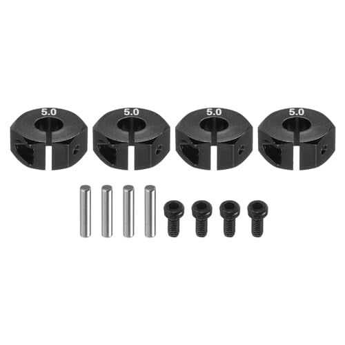 MECCANIXITY Aluminum 12mm Wheel Hex Hubs Drive Adapters Black 5mm Thickness with Screws and Pins for RC Car Upgrade Replacement Parts 4Pcs - color: Black, size: 5mm