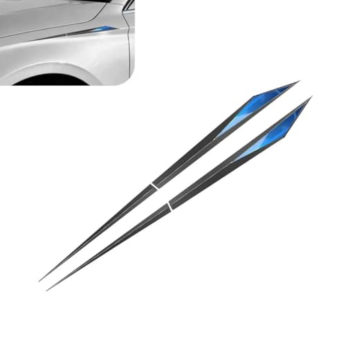 2 PCS Car Side Doors Blade Emblem Stickers, 3D Fashion Blade Style Car Fender Side Decal, Self-Adhesive Body Engine Hood Decal, Universal for Cars, Trucks, SUVs (Blue) - color: Blue