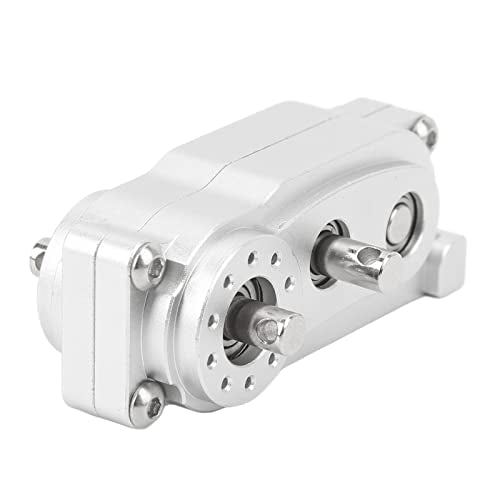 ZAWELYIO 2 Speed Gear Box Transfer Case for Axial SCX10 1/10 Scale Crawlers - 313mm WB CNC Machined with Dual Ratio Output (Silver) - color: Silver