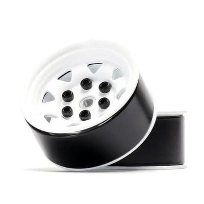 4PCS 1.55 inch Metal Beadlock Wheel Hub RC Car Aluminum Alloy Wheel Rim Compatible with 1/10 RC Crawler Car Model D90 TF2 Tamiya CC01 CC02 LC70 LC80 (White) - color: White