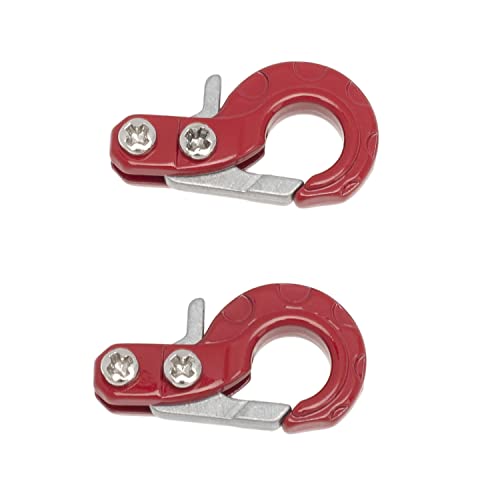 RC Crawler Winch Hooks, Metal Trailer Tow Hook for 1/10 RC Car SCX10 Tamiya CC01 D90 D110 TF2 TRX4 Accessories (Red) - color: Red