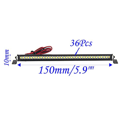 5.9" RC 36Led LED Light Bar Roof LED Lamp Body Shell Roof Light Compatible with Traxxas TRX-4 SCX10 90046 D90 SCX10 II CC01 Redcat Gen7 1/10 RC Crawler Car Truck (L Shape Bracket) - style: L Shape Bracket