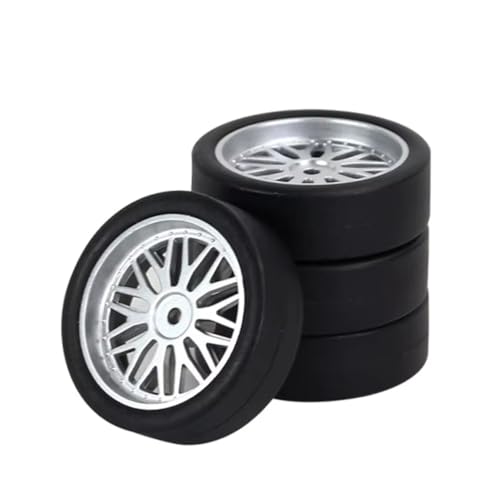 RC Crawlers Models For LDRC AE86 A86 LD1801 LD1802 LD1803 LD1804 A01 A02 1/18 RC Car Upgrade Parts 4pcs 33mm Hard Drift Tire Wheel Tyre(Silver) - color: Silver