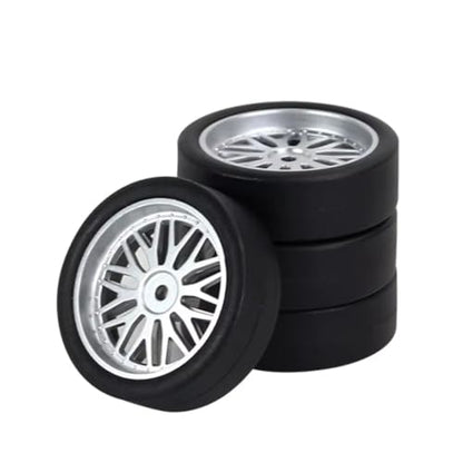 RC Crawlers Models For LDRC AE86 A86 LD1801 LD1802 LD1803 LD1804 A01 A02 1/18 RC Car Upgrade Parts 4pcs 33mm Hard Drift Tire Wheel Tyre(Silver) - color: Silver