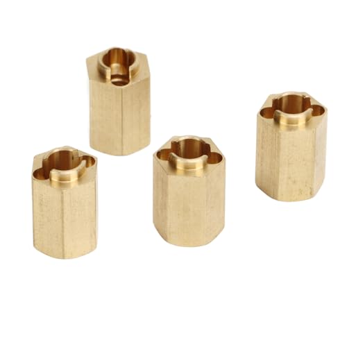 7mm Brass Wheel Spacers for 1/18 RC Crawlers – Weighted Hex Hub Extenders with Cross Wrench, Low CG Upgrade Kit (Gold, 4-Pack)