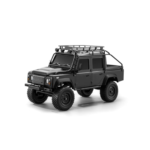 1/18 RC Crawler Truck, 2.4G 4WD Rock Pickup Metal Chassis LED Lights Black | Two-Speed Transmission, Independent Suspension and A High-Torque Motor for Off-Road Adventures and Rc Enthusiasts - color: Black