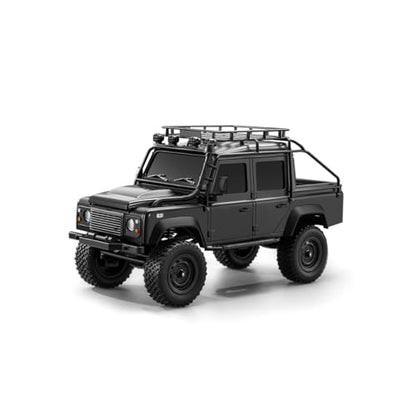 1/18 RC Crawler Truck, 2.4G 4WD Rock Pickup Metal Chassis LED Lights Black | Two-Speed Transmission, Independent Suspension and A High-Torque Motor for Off-Road Adventures and Rc Enthusiasts - color: Black