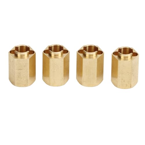 7mm Brass Wheel Spacers for 1/18 RC Crawlers – Weighted Hex Hub Extenders with Cross Wrench, Low CG Upgrade Kit (Gold, 4-Pack)
