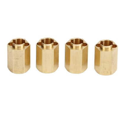 7mm Brass Wheel Spacers for 1/18 RC Crawlers – Weighted Hex Hub Extenders with Cross Wrench, Low CG Upgrade Kit (Gold, 4-Pack)