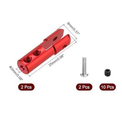 MECCANIXITY 2Pcs Metal Clevis M2 Thread Aluminum Alloy Clevis Servo Horn Tie Rod Chuck Connector with Screws for RC Airplane Car Helicopter Model Replacements,Red - color: Red