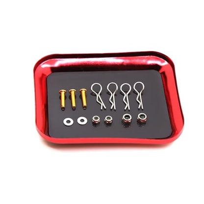 RC Car Repair Kit Rc Car Aluminum Alloy Magnet Screw Tray Repair Tool Anti-Loss Storage Plate Upgrade Parts Modify Accessories - color: Red