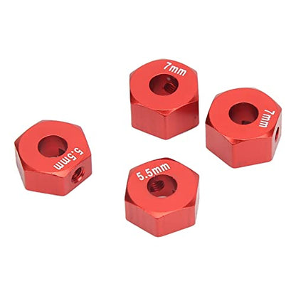 plplaaoo 4Pcs RC Wheel Hub, 14mm RC Wheel Hex, Aluminium Alloy 14mm Diameter 5.5mm 7mm Thickness Accessory Set Kit for Traxxas 1/10 Slash 4x4 Rustler Stampede Slash 2WD (red) - color: Red