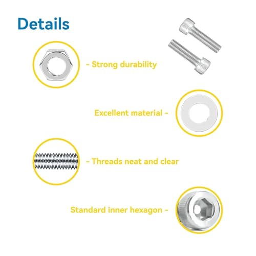 1080 Pcs M3 Screw Assortment, M3*6mm, 8mm, 10mm, 12mm, 14mm, 16mm, 18mm, 20mm, 25mm, 30mm, 35mm, 40mm, 50mm, Stainless Metric Hex Socket Head Cap Screws Nuts and Washers with Wrench - size: Hex Socket Head Cap