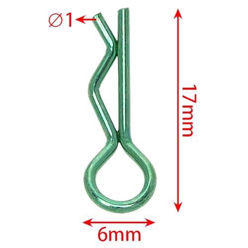 MEUS RACING 100pcs Aluminum R-Clips Body Clips Buckles for 1/18 1/16 1/24 RC Model Car Upgrade Parts Accessories (Green) - color: Green