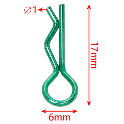 MEUS RACING 100pcs Aluminum R-Clips Body Clips Buckles for 1/18 1/16 1/24 RC Model Car Upgrade Parts Accessories (Green) - color: Green