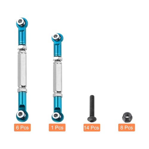 MECCANIXITY Adjustable Turnbuckles Camber Link Linkages Aluminum Alloy RC Car Steering Pull Rod Servo Linkages Tie Rod for 2WD 1/10 RC Car Crawler（Blue） - color: Blue