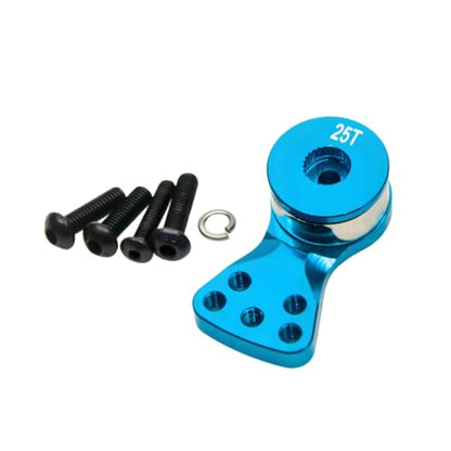 Aluminum Alloy 25T Servo Saver 5 Holes Adjustable Hi-Torque Servo Saver Horn 25T Compatible with Futaba Tamiya Servos 1/10 RC Car Crawler SCX10 Capra TRX4 TRX6 RC Boat Parts (Blue-L) - color: Blue-l