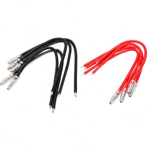 RC Motor Extension Cables, 10-Pack 4mm Rubber Plug Connector Wire, 6AWG Silicone for Axial SCX10, GEN8 Model Toys