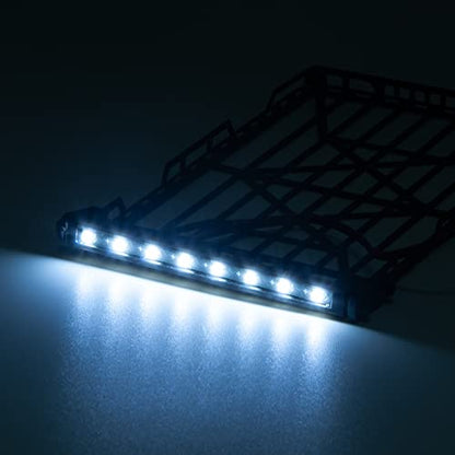 SWX RC Roof Rack Luggage Carrier with 8 LED Light for 1/24 Axial SCX24 | RC Metal Luggage Carrier for 1:24 RC Crawler Car Axial SCX24.